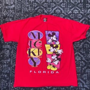Mickey Unlimited Mickey Mouse Florida Glitter Red TShirt Tee Size XL Vintage 90s